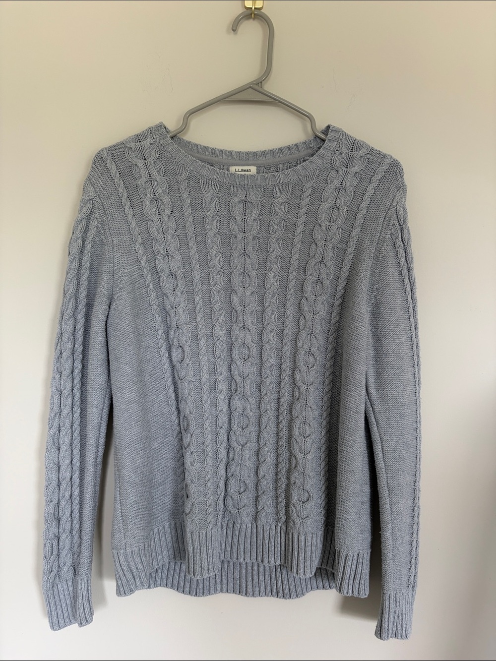 L.L. Bean 100% Cotton Women's Cable Crewneck Sweater